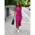Tiffany | Damen Florales Wickel Midikleid Mit V-Ausschnitt