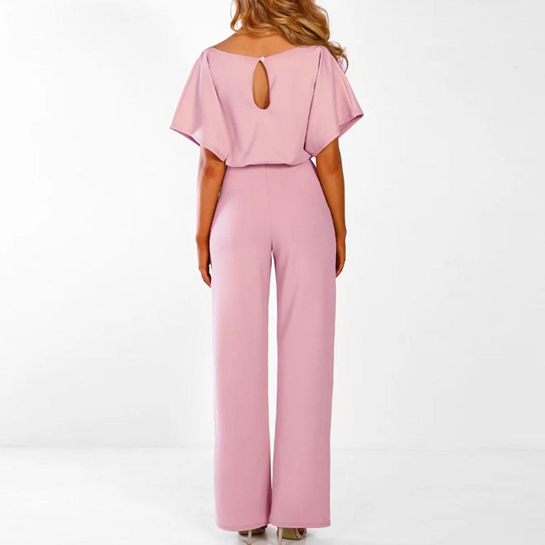 Adeline | Jumpsuit Mit Weitem Bein, U-Boot-Ausschnitt Und Bindegürtel