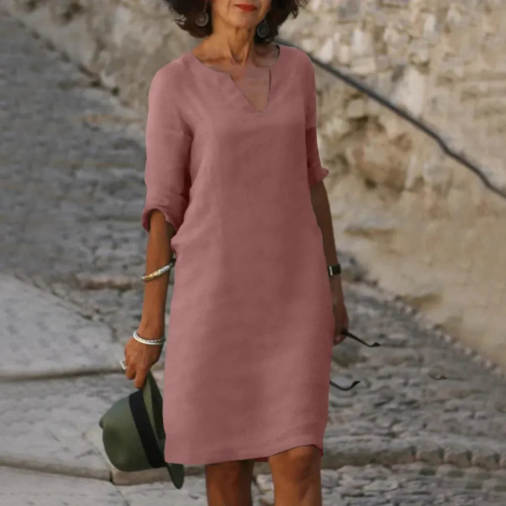 Brielle | Damen Mini Kleid Mit V-Ausschnitt Und 3/4-Ärmeln