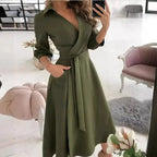 Georgia | Langarm Wickelkleid Mit Kragen Und Bindegürtel