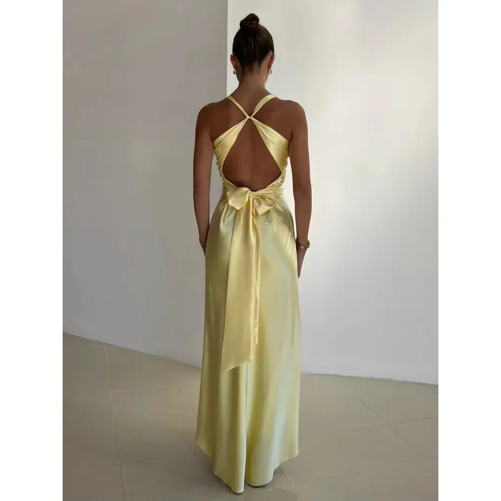 Ariana | Ärmelloses V-Ausschnitt Maxi Kleid Mit Twist-Detail