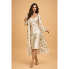 Vera | Damen Satin Zweiteiler Mit Cover-Up Overlay