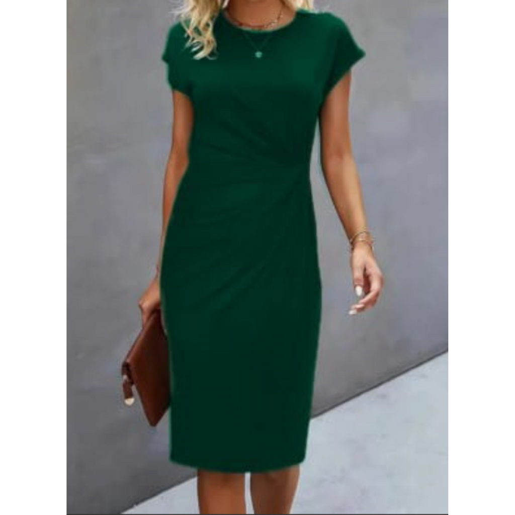 Felicity | Damen Midikleid Mit Kurzen Ärmeln Und Geraffter Seitenpartie