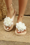 Nova | Damen Plateau Sandalen Mit Blumenriemen