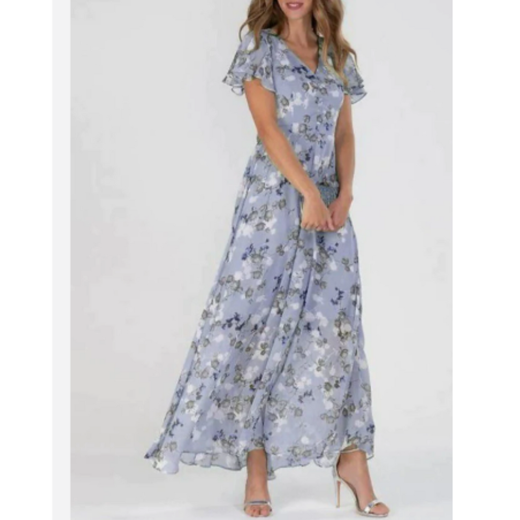 Isabelle | Damen Florales Maxi Hochzeitsgast Kleid