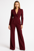 Elena | Damen Langarm Jumpsuit Mit Weitem Bein
