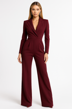 Elena | Damen Langarm Jumpsuit Mit Weitem Bein