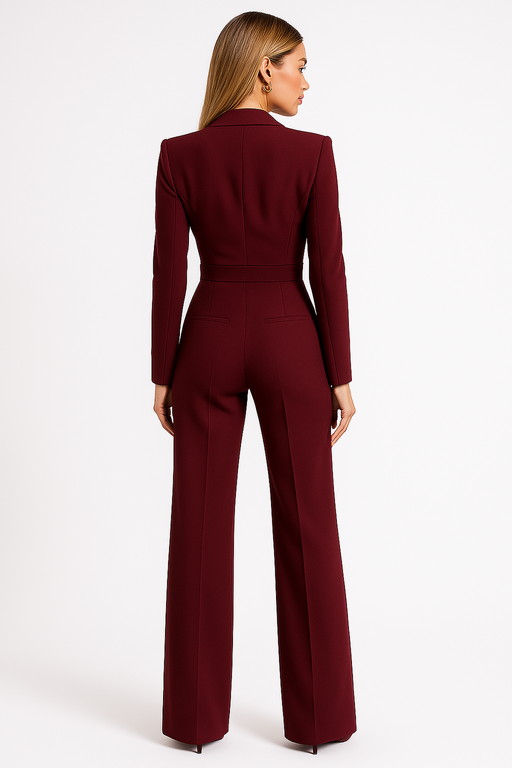 Elena | Damen Langarm Jumpsuit Mit Weitem Bein