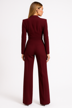 Elena | Damen Langarm Jumpsuit Mit Weitem Bein