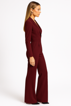 Elena | Damen Langarm Jumpsuit Mit Weitem Bein