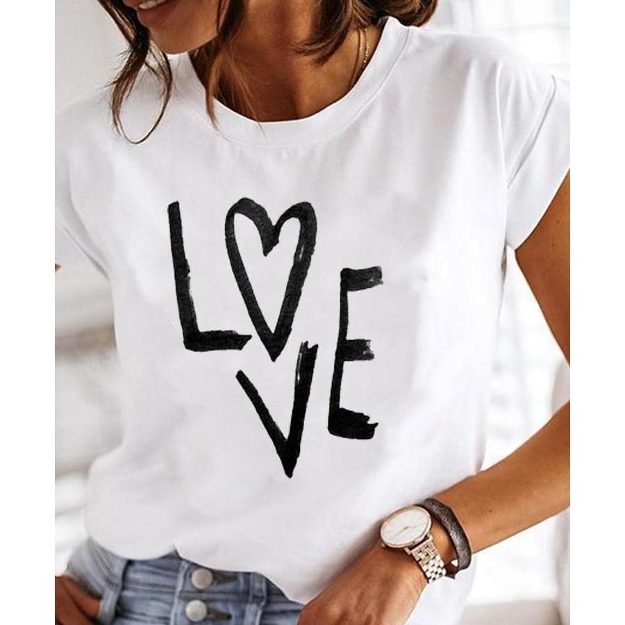 Saylor | Damen Weißes T-Shirt Mit Rundhalsausschnitt Und Schriftprint