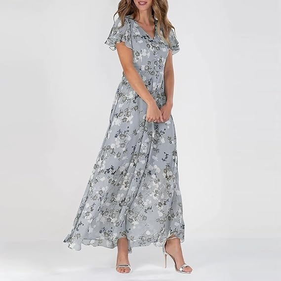 Isabelle | Damen Florales Maxi Hochzeitsgast Kleid