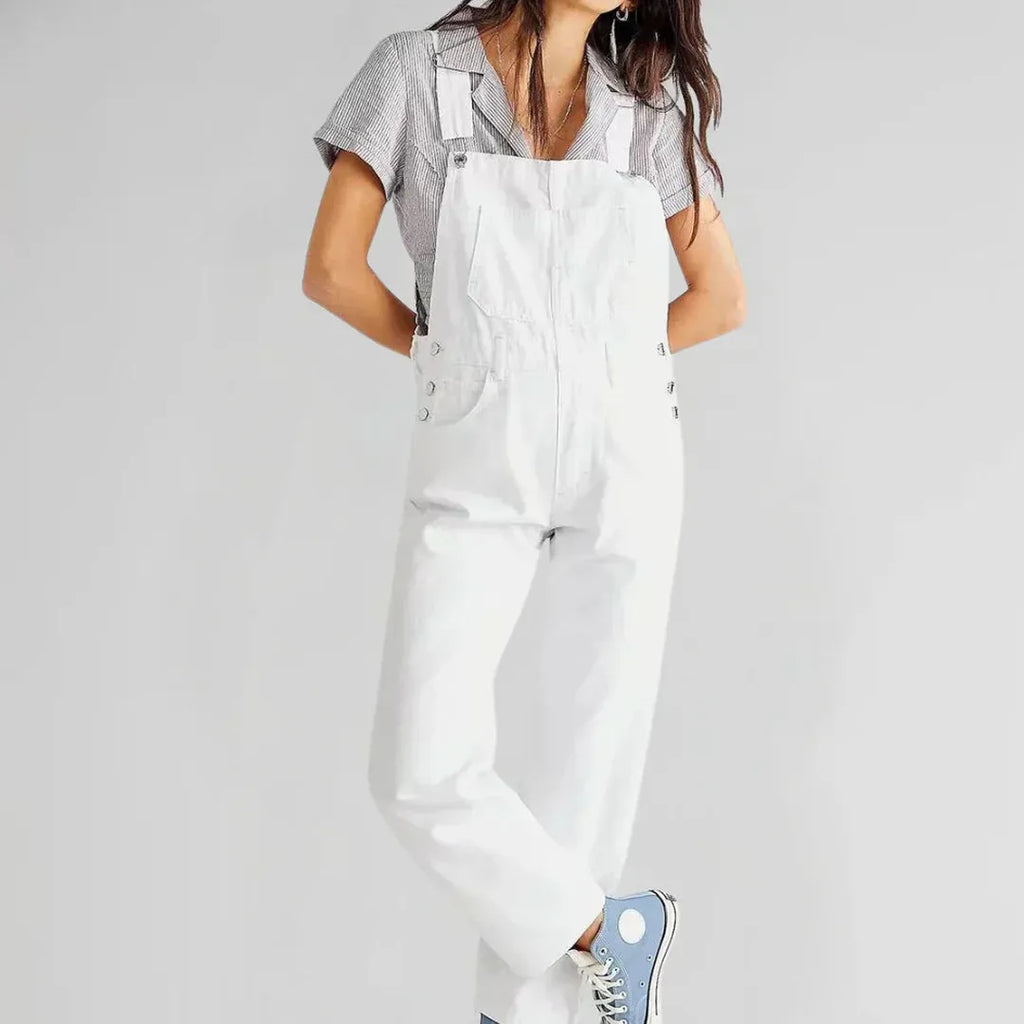 Chloe | Damen Denim Jumpsuit mit figurbetontem Schnitt und Knopfleiste
