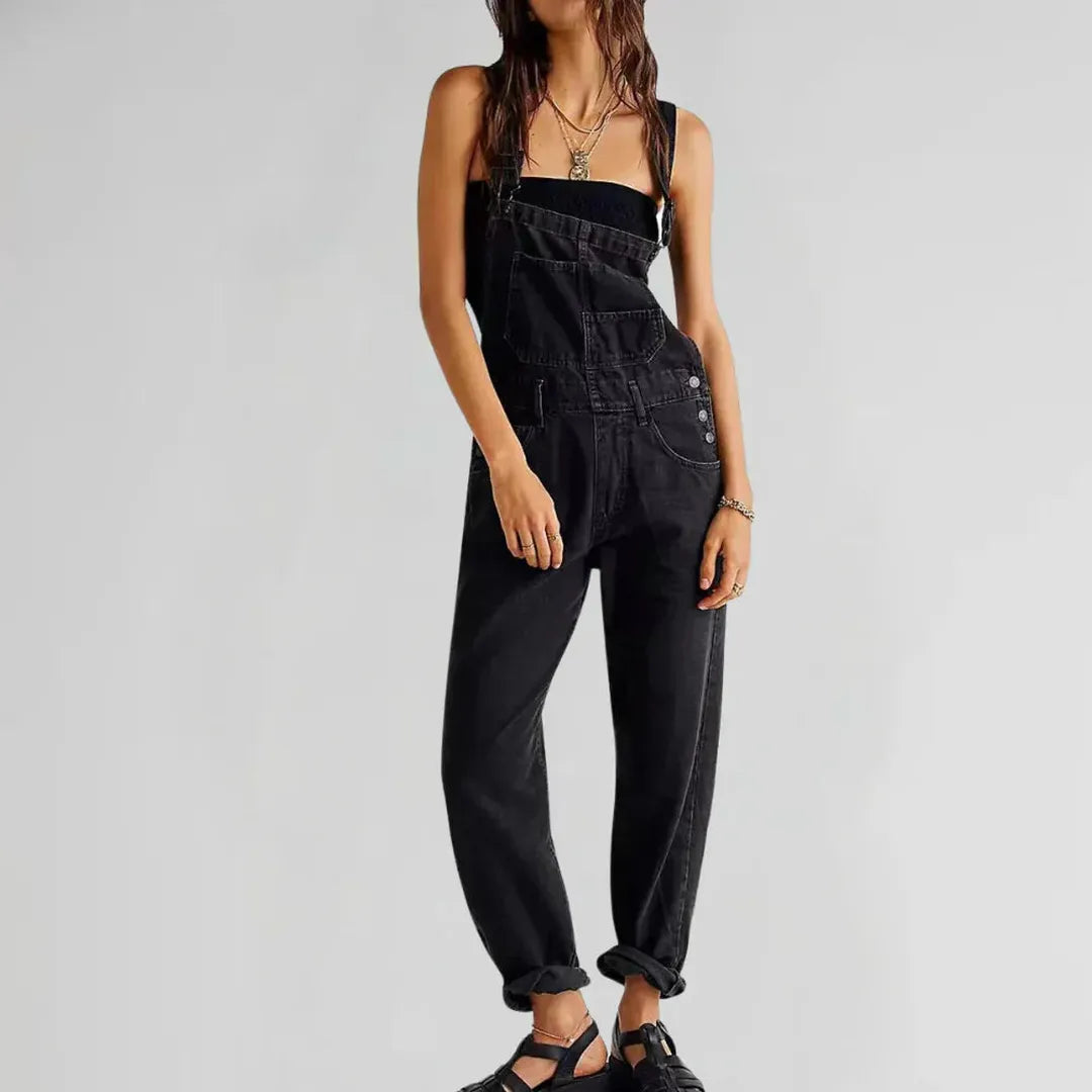 Chloe | Damen Denim Jumpsuit mit figurbetontem Schnitt und Knopfleiste