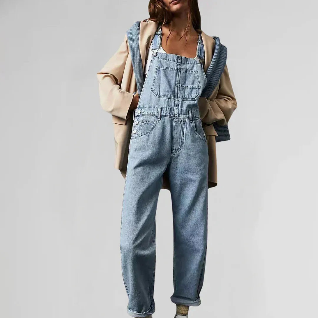 Chloe | Damen Denim Jumpsuit mit figurbetontem Schnitt und Knopfleiste