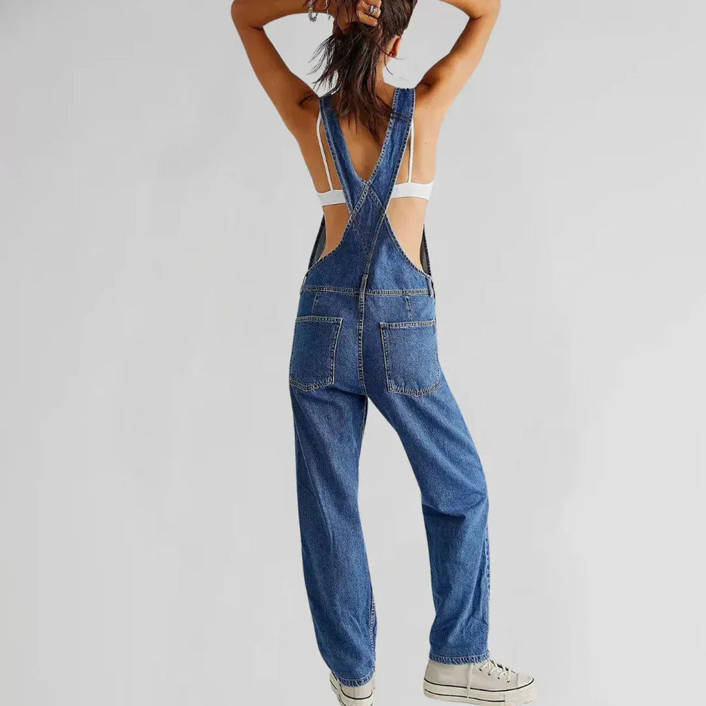 Chloe | Damen Denim Jumpsuit mit figurbetontem Schnitt und Knopfleiste