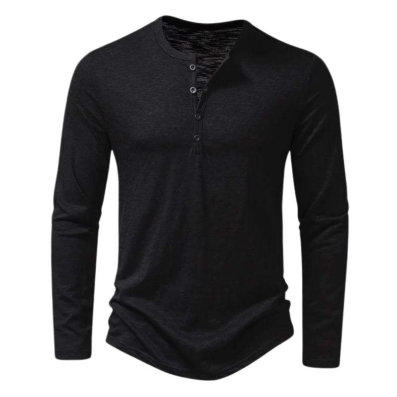 Aaron | Herren Langarm Henley Shirt Mit Knopfleiste