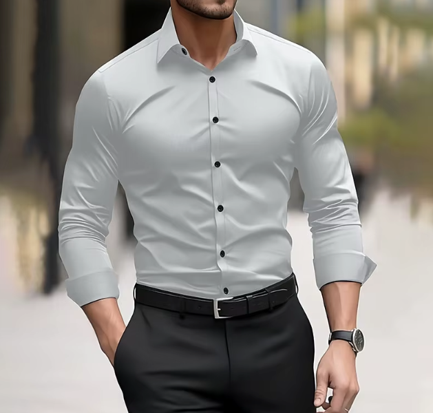 Ethan | Herren Slim-Fit Hemd Mit Knopfleiste Und Langarm