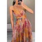 Isabelle | Blumenprint Maxi Kleid Mit V-Ausschnitt Und Spaghettiträgern