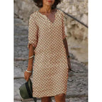Colette | Damen Mini Kleid Mit Geteiltem Ausschnitt Und Dreiviertelärmeln