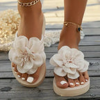 Nova | Damen Plateau Sandalen Mit Blumenriemen