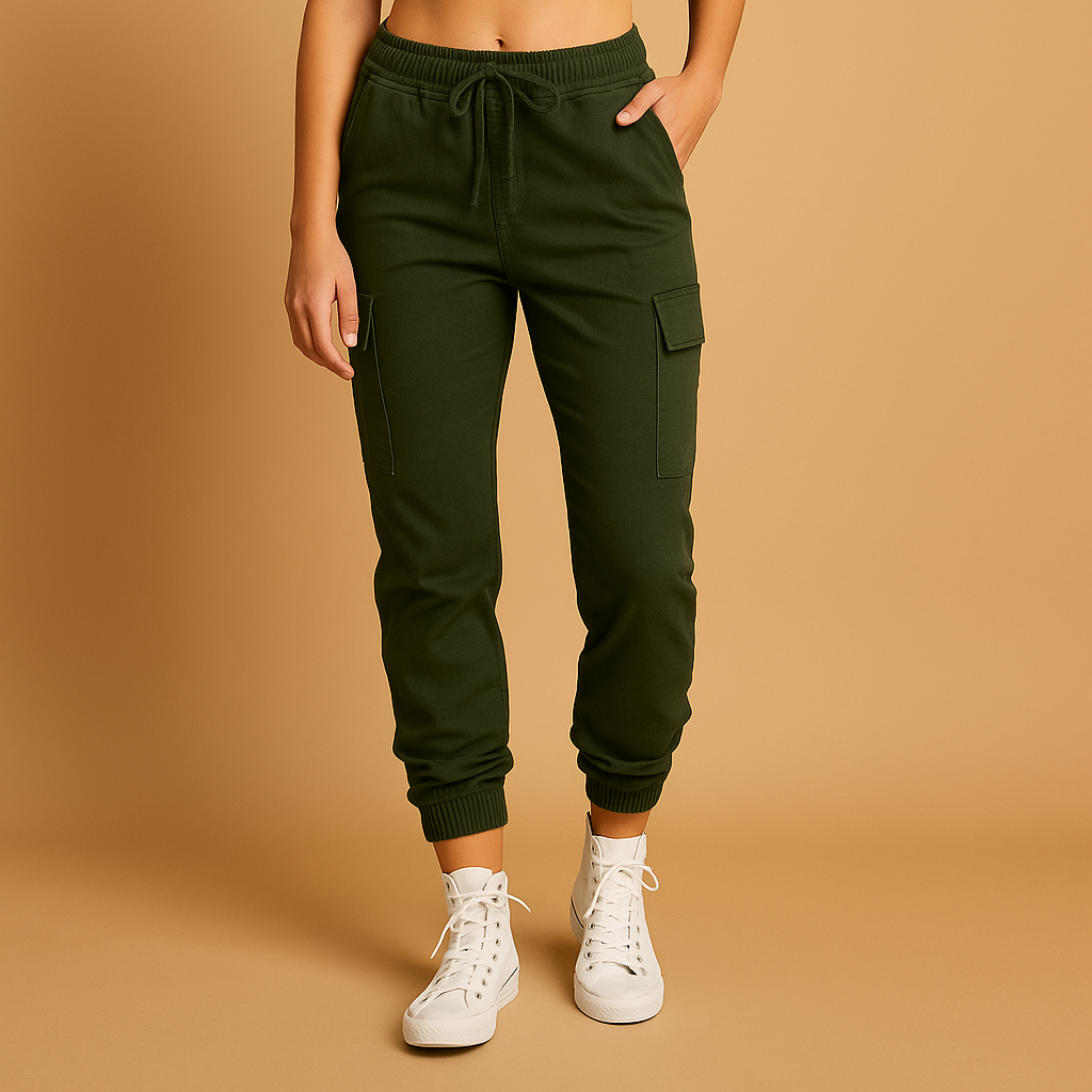 Delaney | Damen Slim-Fit Cargo Hose Mit Hoher Taille