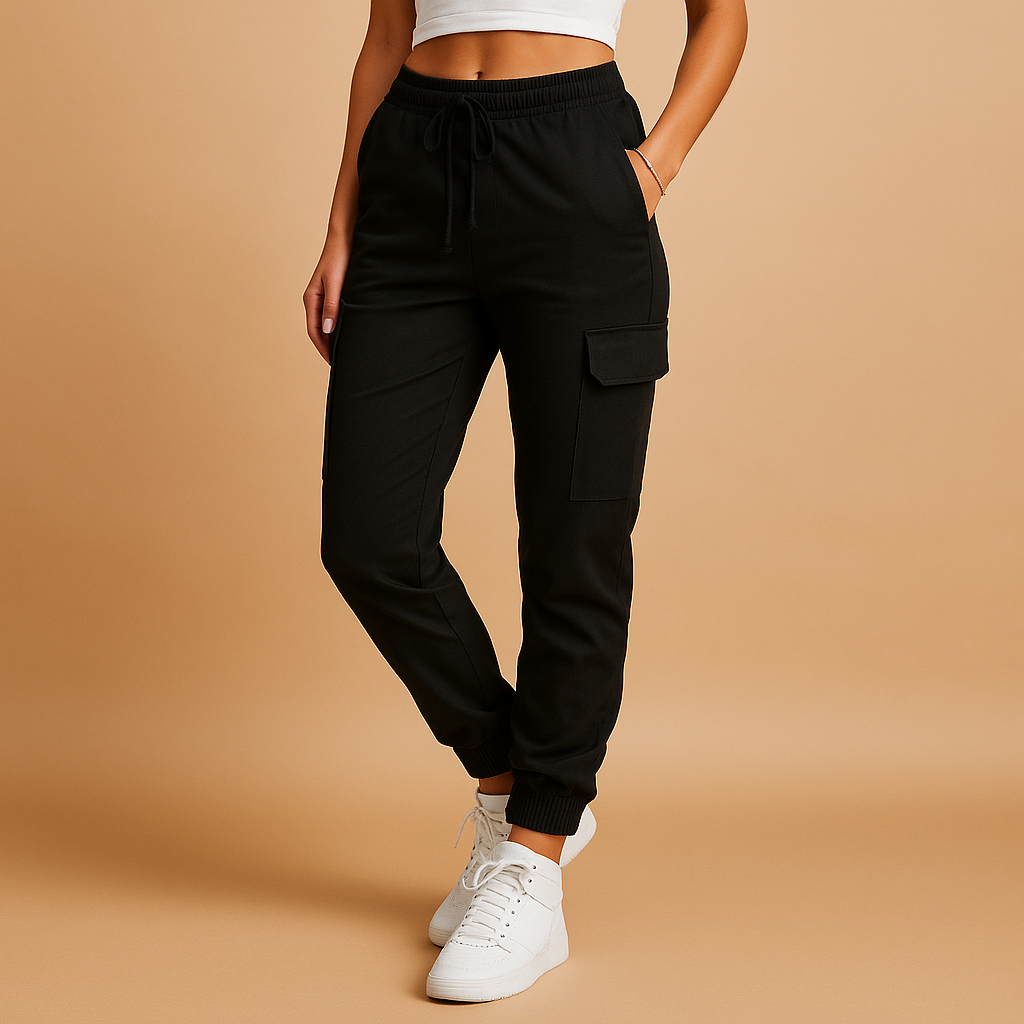Delaney | Damen Slim-Fit Cargo Hose Mit Hoher Taille