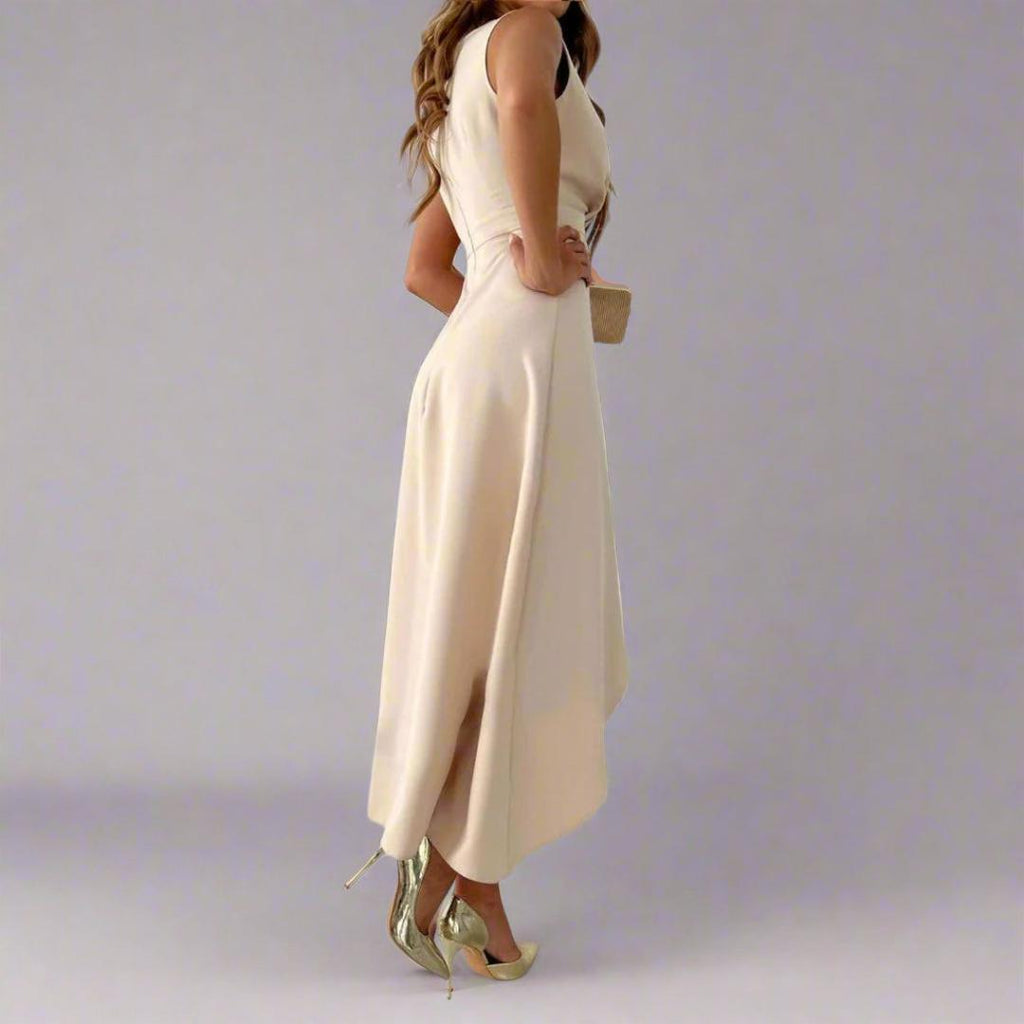 Lucia | Ärmelloses V-Ausschnitt Midi Kleid Mit Wickeloptik