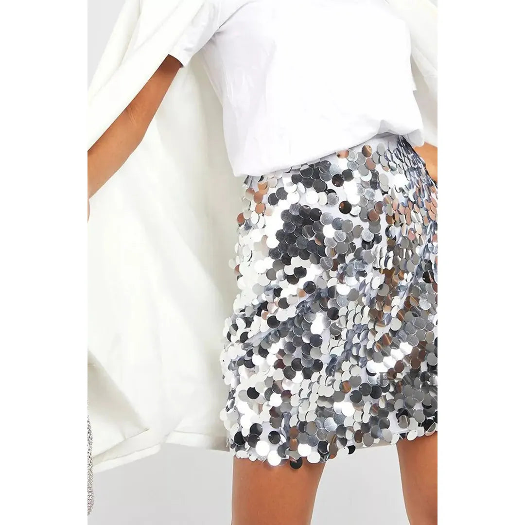 Madison | Damen Minirock mit Paillettenbesatz und geradem Schnitt