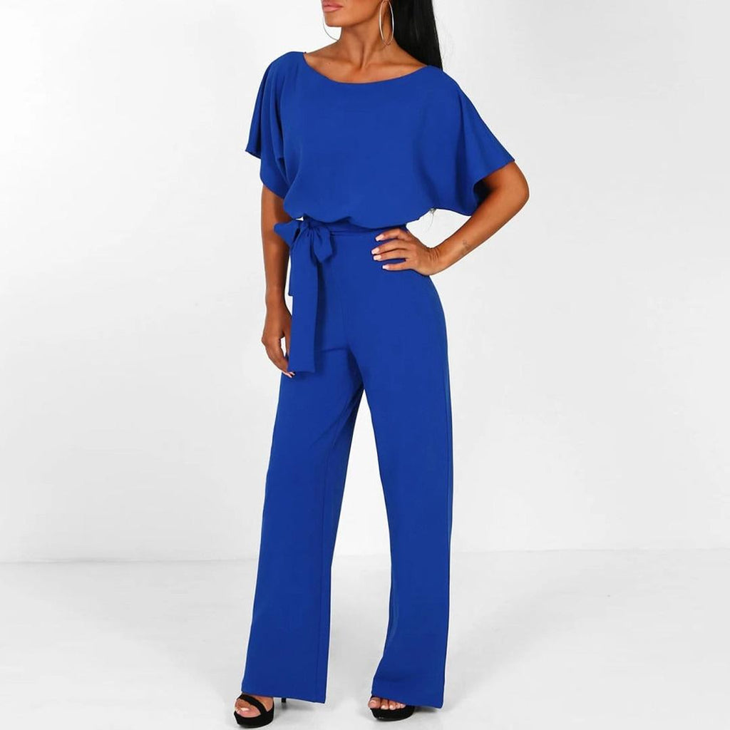 Adeline | Jumpsuit Mit Weitem Bein, U-Boot-Ausschnitt Und Bindegürtel