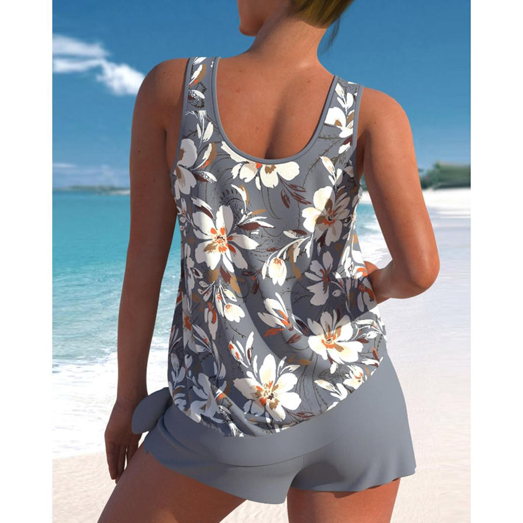 Hannah | Damen Tankini mit floralem Muster und Rundhalsausschnitt