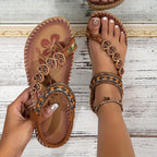 Madeleine | Damen Offene Flache Sandalen Mit Zierband