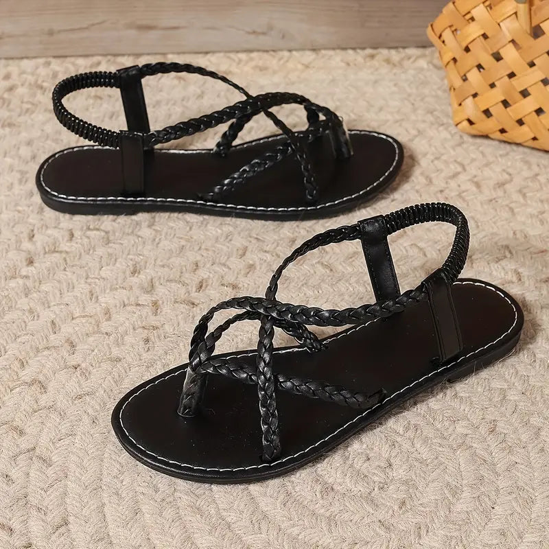 Sasha | Damen Flache Sandalen Mit Geflochtenen Riemen