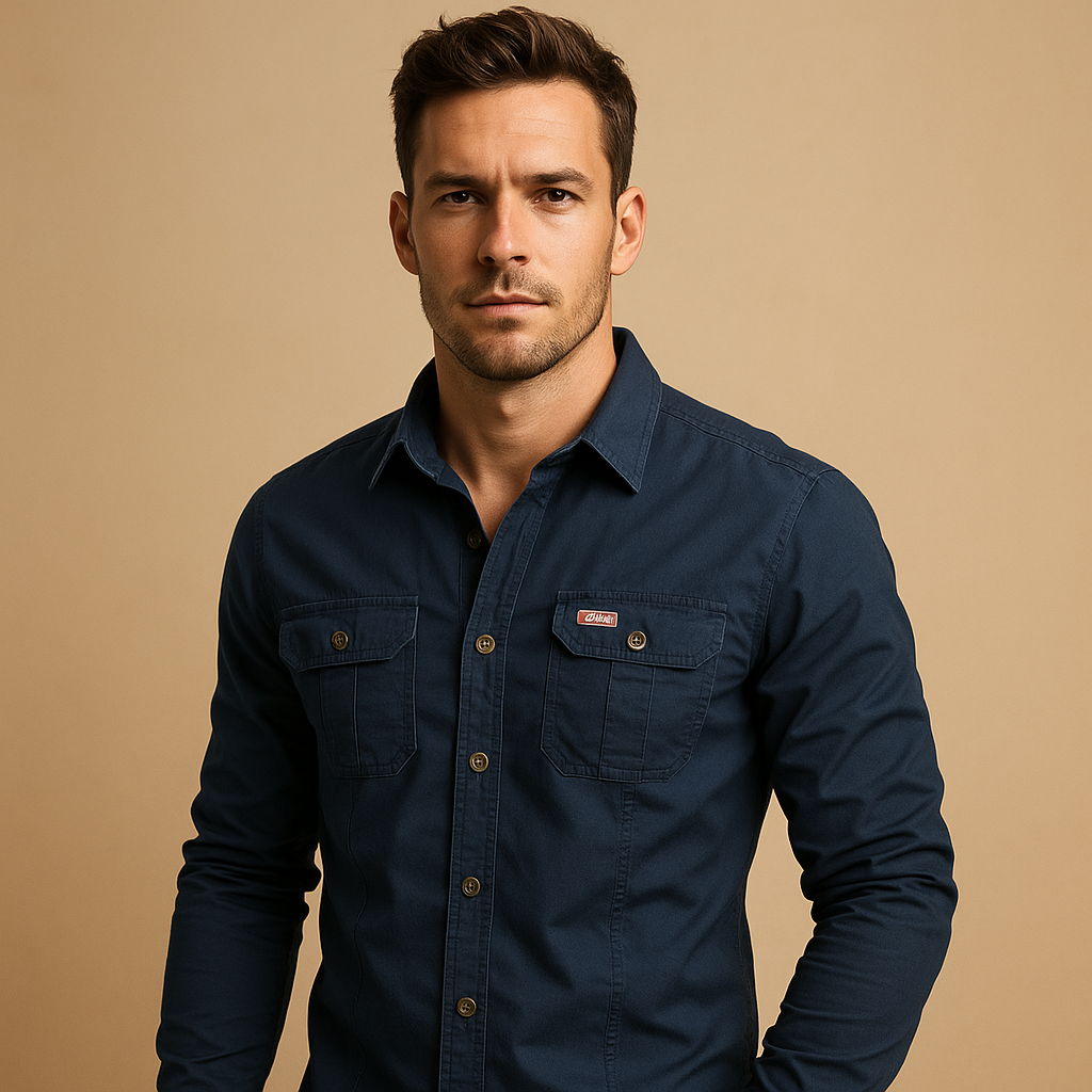 Derek | Herren Baumwoll Cargo Hemd Mit Brusttaschen