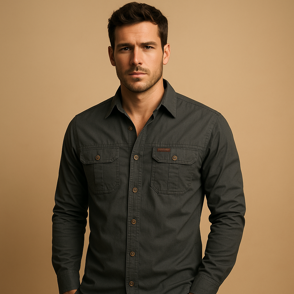 Derek | Herren Baumwoll Cargo Hemd Mit Brusttaschen