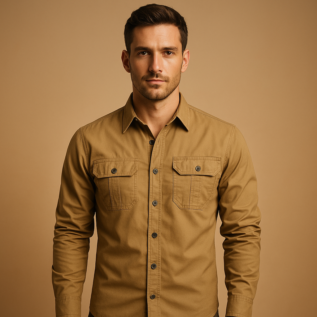 Derek | Herren Baumwoll Cargo Hemd Mit Brusttaschen
