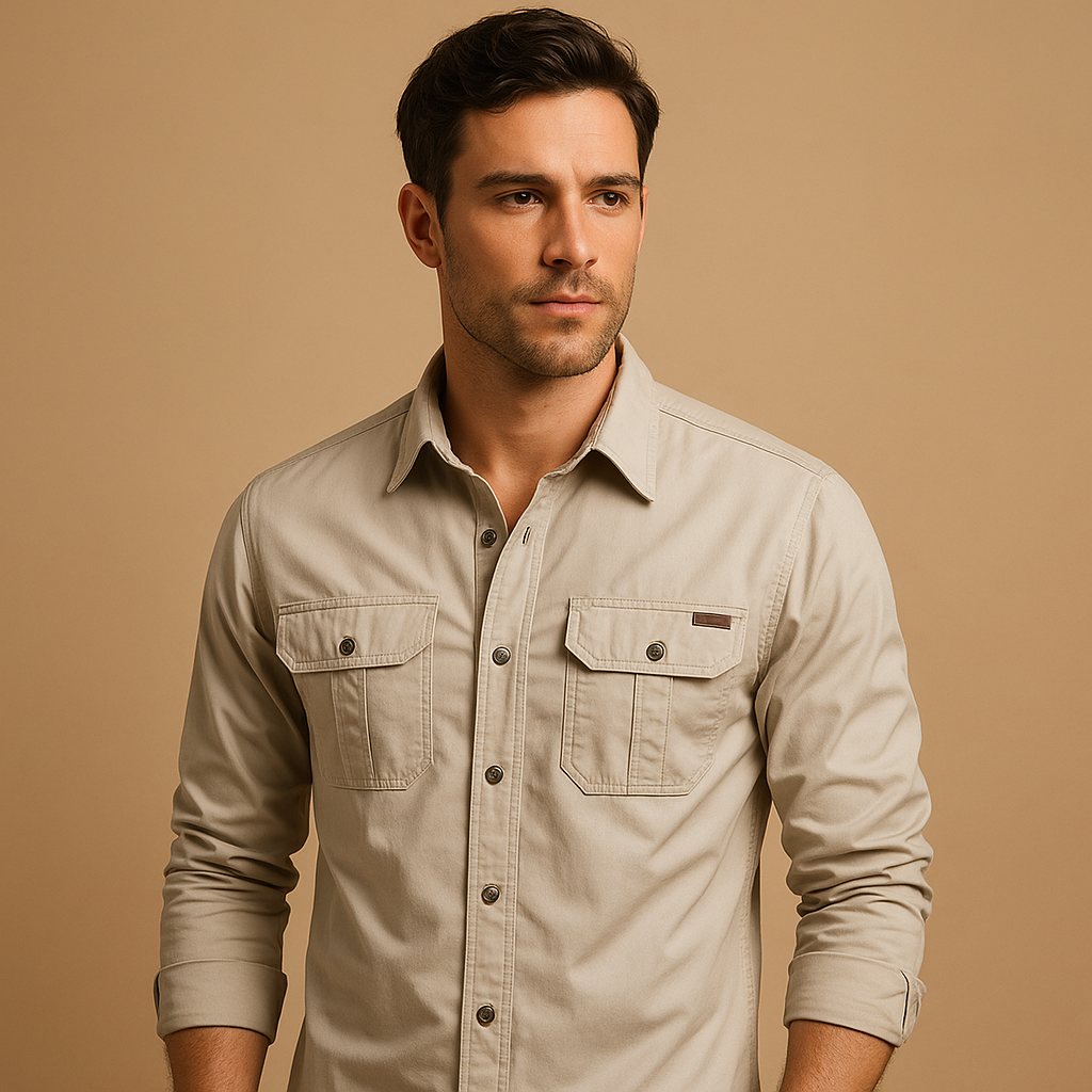 Derek | Herren Baumwoll Cargo Hemd Mit Brusttaschen