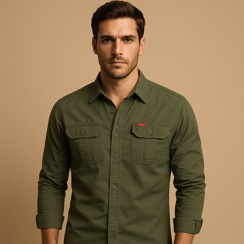 Derek | Herren Baumwoll Cargo Hemd Mit Brusttaschen