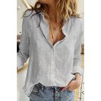 Arden | Damen Leinen Bluse Mit Knopfleiste Und Langarm