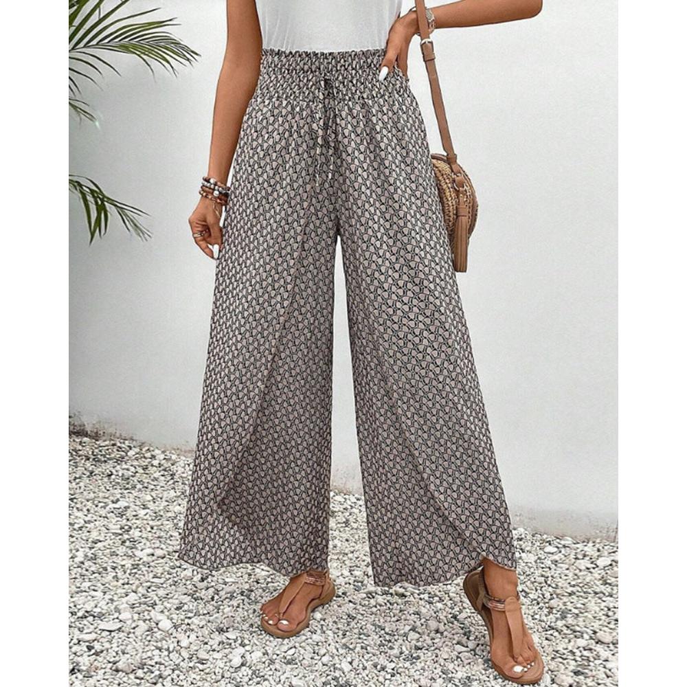 Ariana | Damen Hose Mit Hoher Taille Und Geometrischem Print