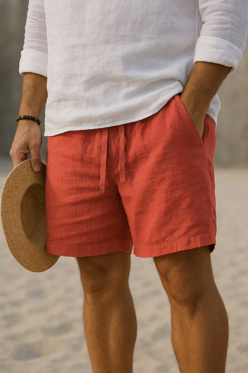 Wesley | Herren Freizeit Shorts Aus Baumwoll Leinen Mischung