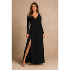 Amaya | Damen Cold Shoulder Maxikleid Mit V-Ausschnitt Und Seitenschlitz