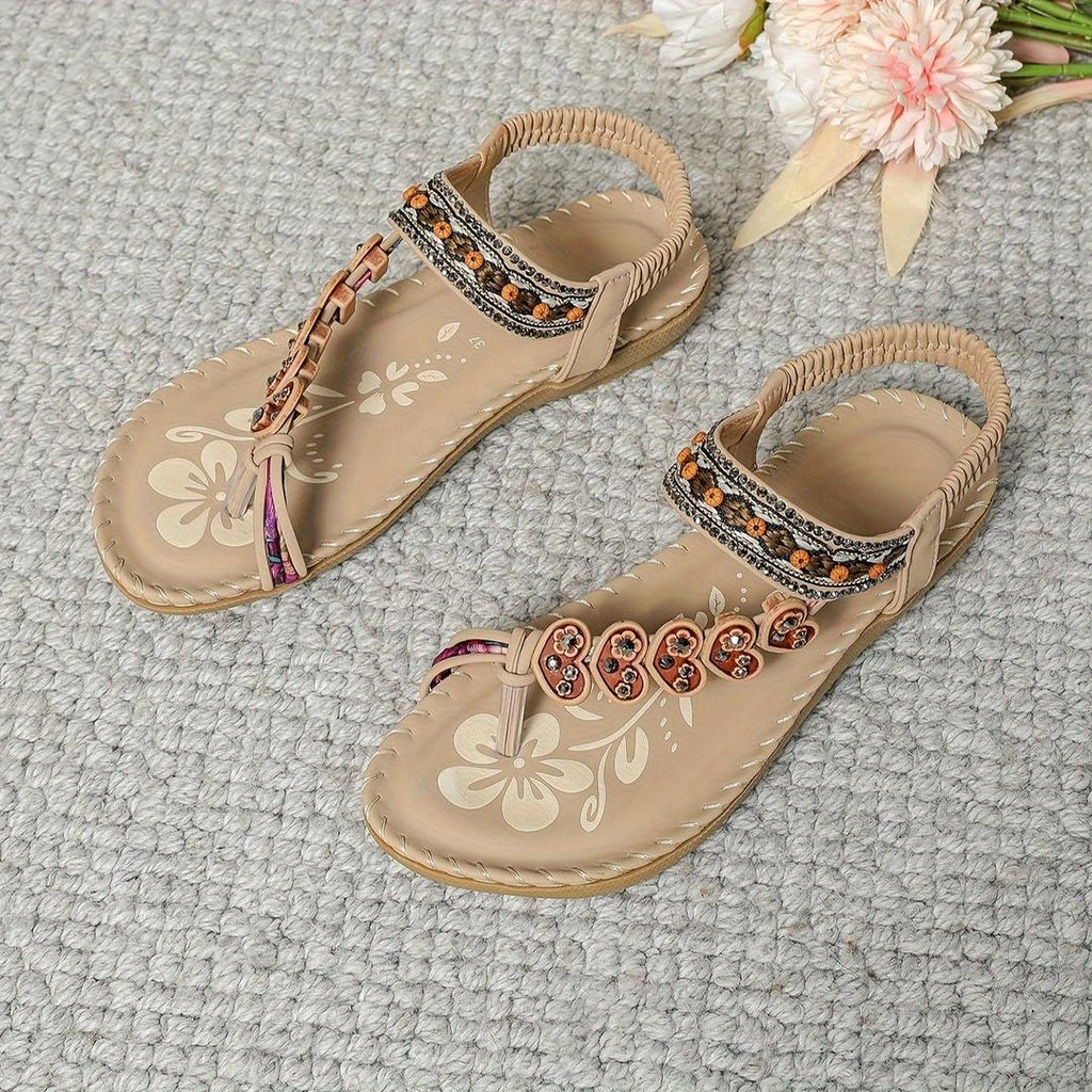 Madeleine | Damen Offene Flache Sandalen Mit Zierband