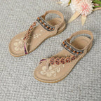 Madeleine | Damen Offene Flache Sandalen Mit Zierband