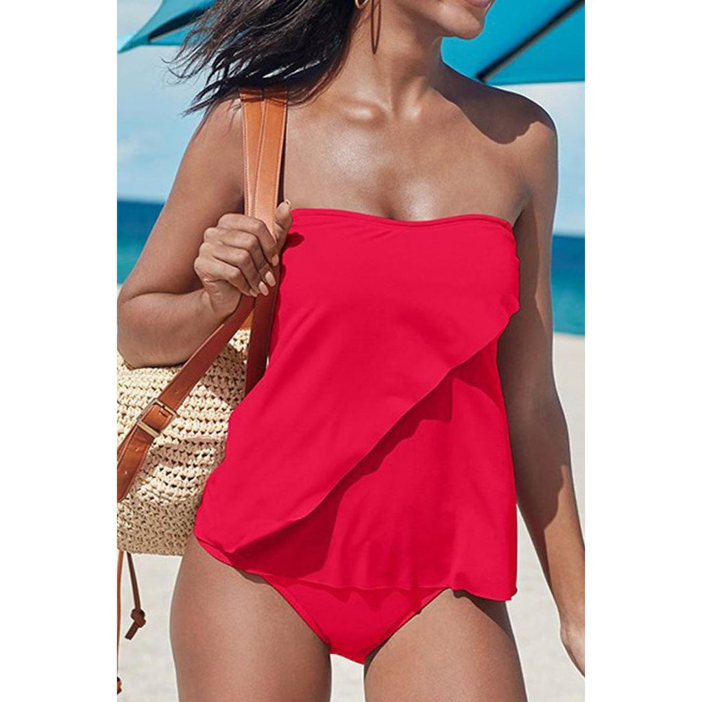 Samara | Damen Trägerloses Tankini Set Mit Bandeau Top