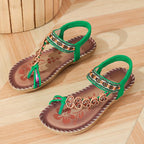 Madeleine | Damen Offene Flache Sandalen Mit Zierband