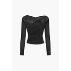 Ava | Damen Enganliegendes Mesh Top Mit Raffung Und Langarm