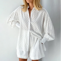 Sienna | Damen Zweiteiliges Set Mit Strukturhemd Und Shorts