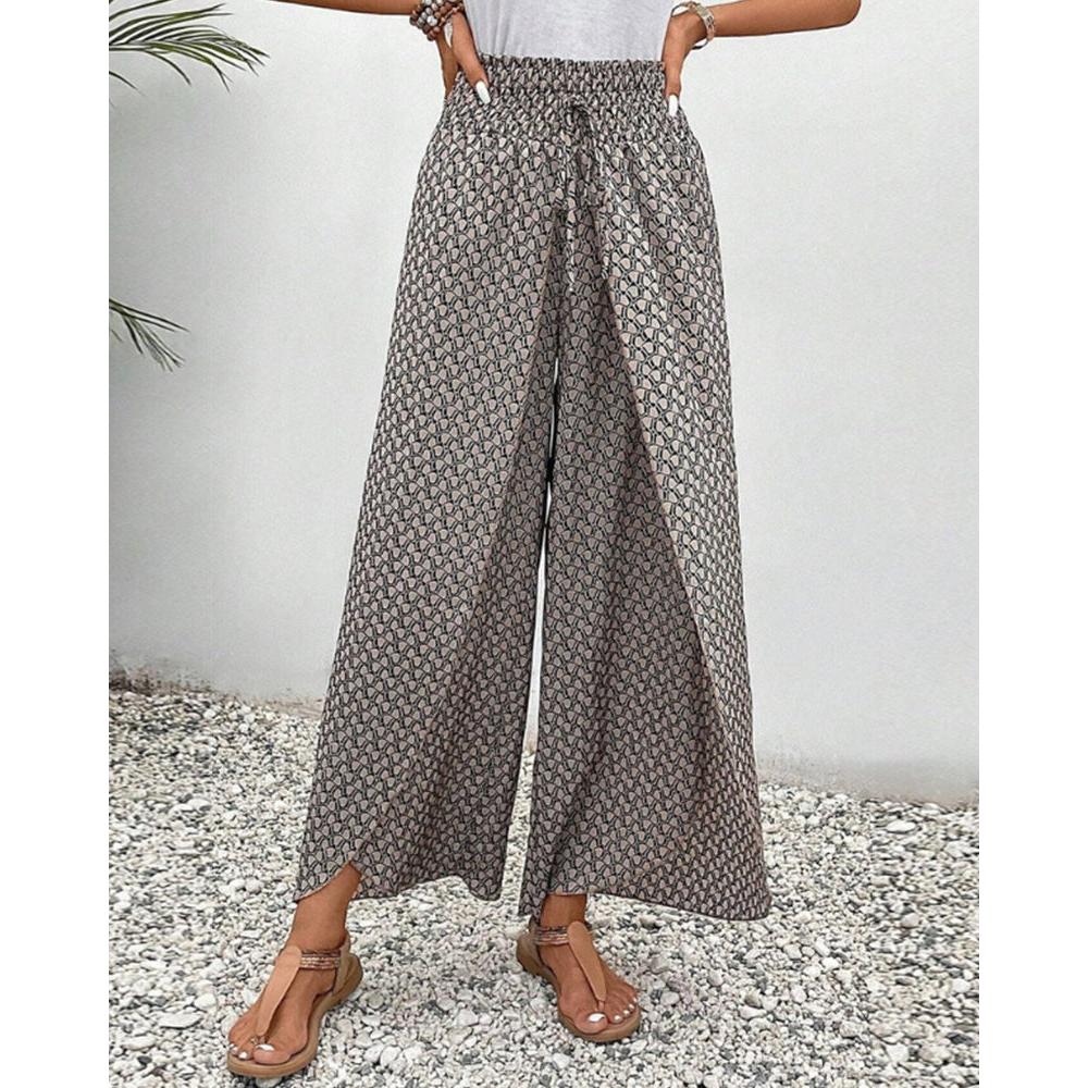 Ariana | Damen Hose Mit Hoher Taille Und Geometrischem Print