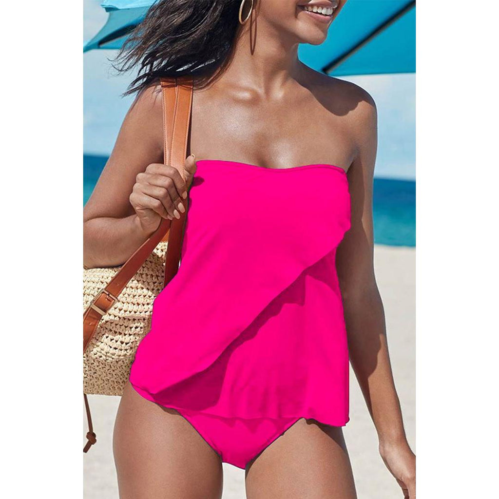 Samara | Damen Trägerloses Tankini Set Mit Bandeau Top